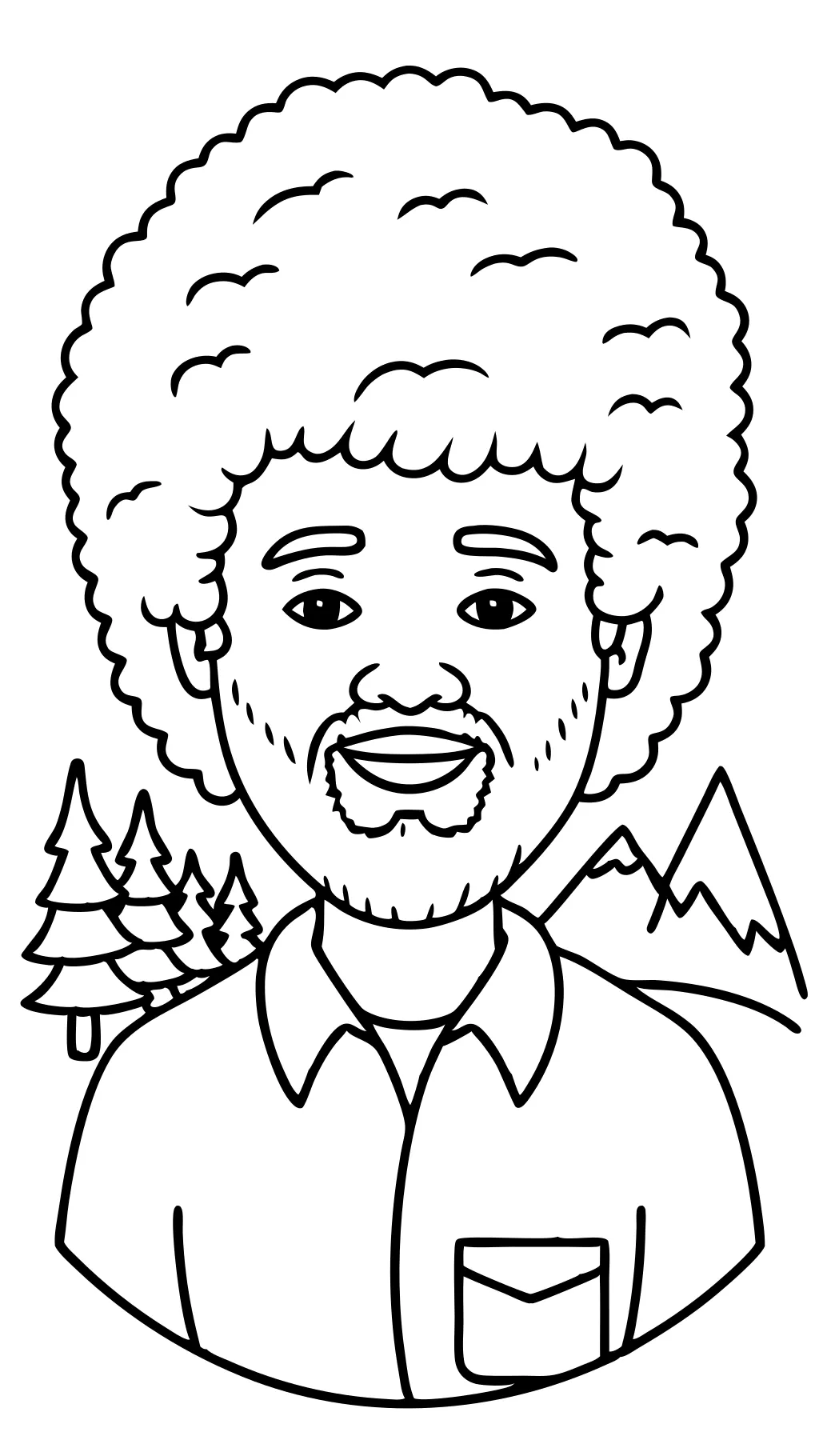 bob ross coloring page